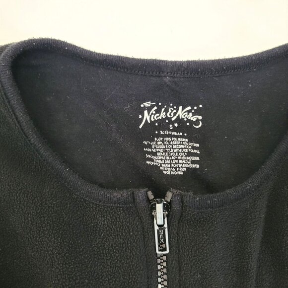 Nick & Nora Womens Black Dog Fleece One Piece Feet Pajamas With Zipper Closure - Picture 4 of 5